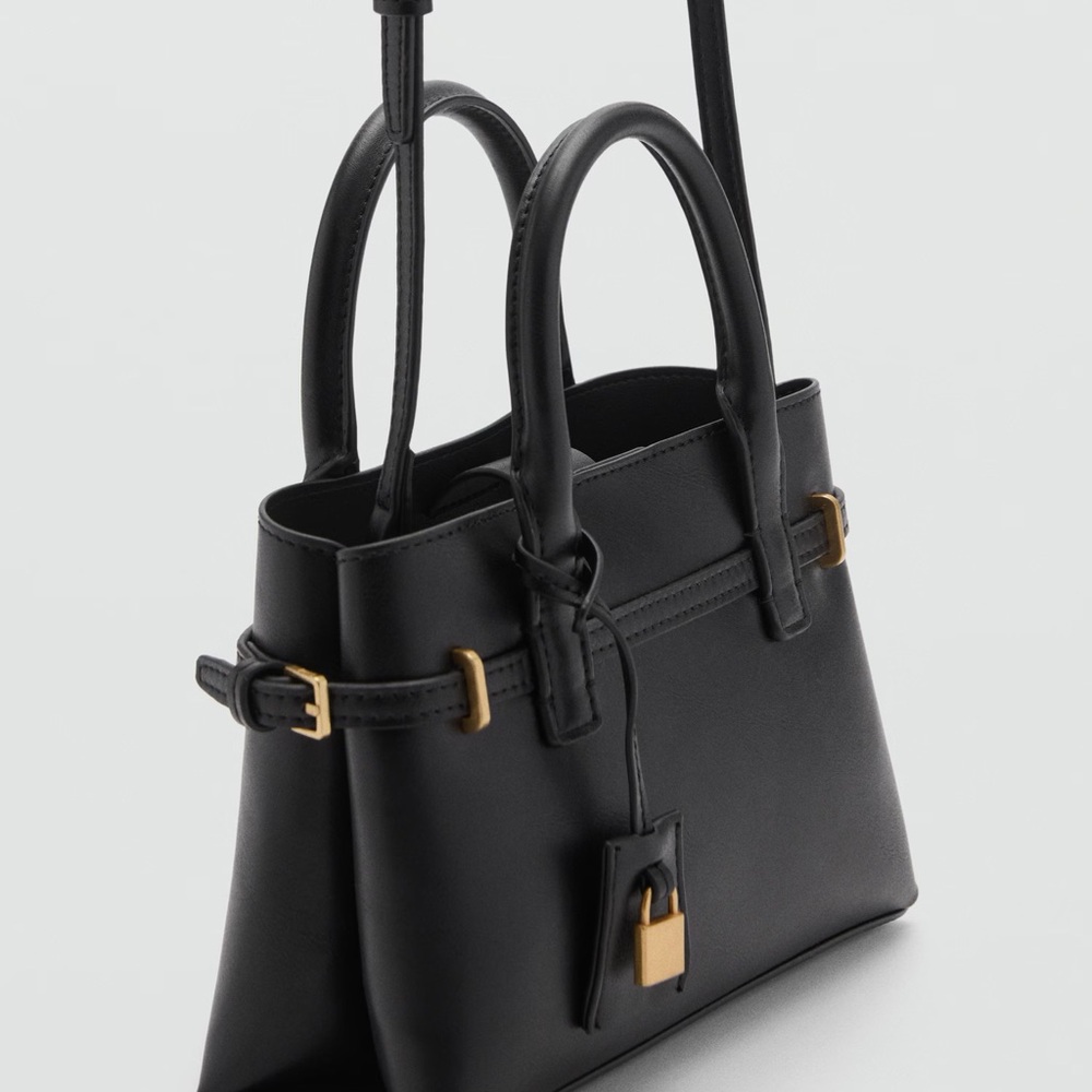 Mango Black Mini-shopper with Gold Accents